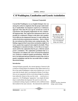 C H Waddington, Canalisation and Genetic Assimilation
