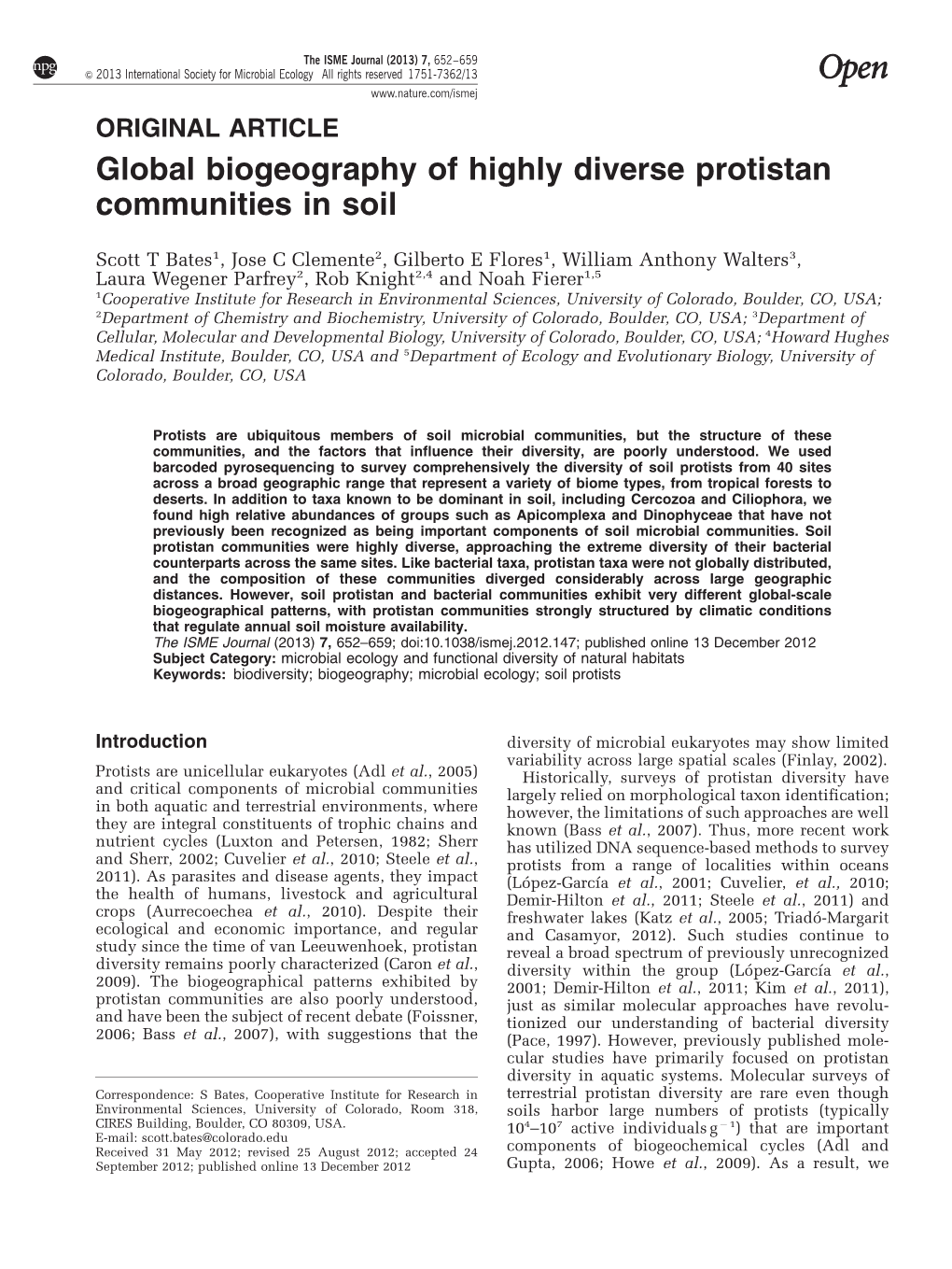 Global Biogeography of Highly Diverse Protistan Communities in Soil