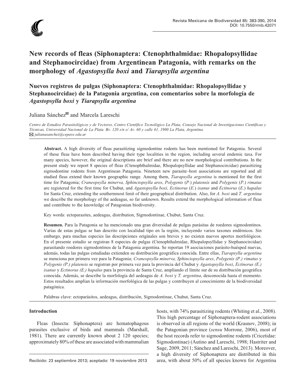 New Records of Fleas (Siphonaptera: Ctenophthalmidae