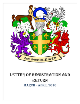 Letter of Registration and Return March - April 2016