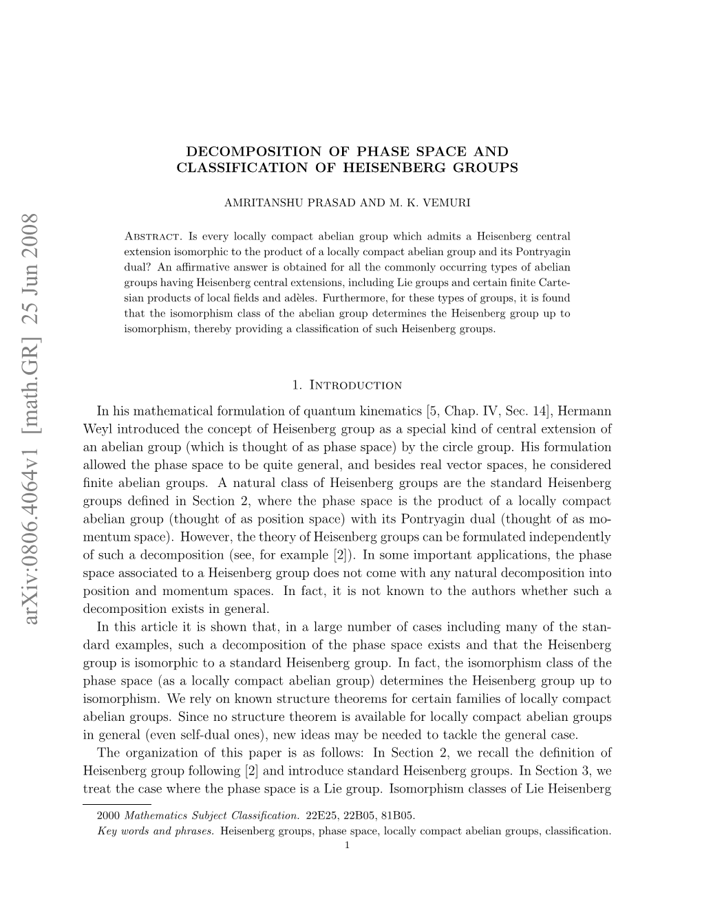 Classification of Heisenberg Groups DocsLib