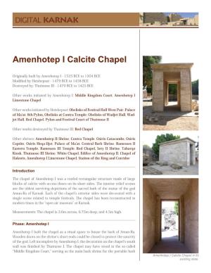 Amenhotep I Calcite Chapel