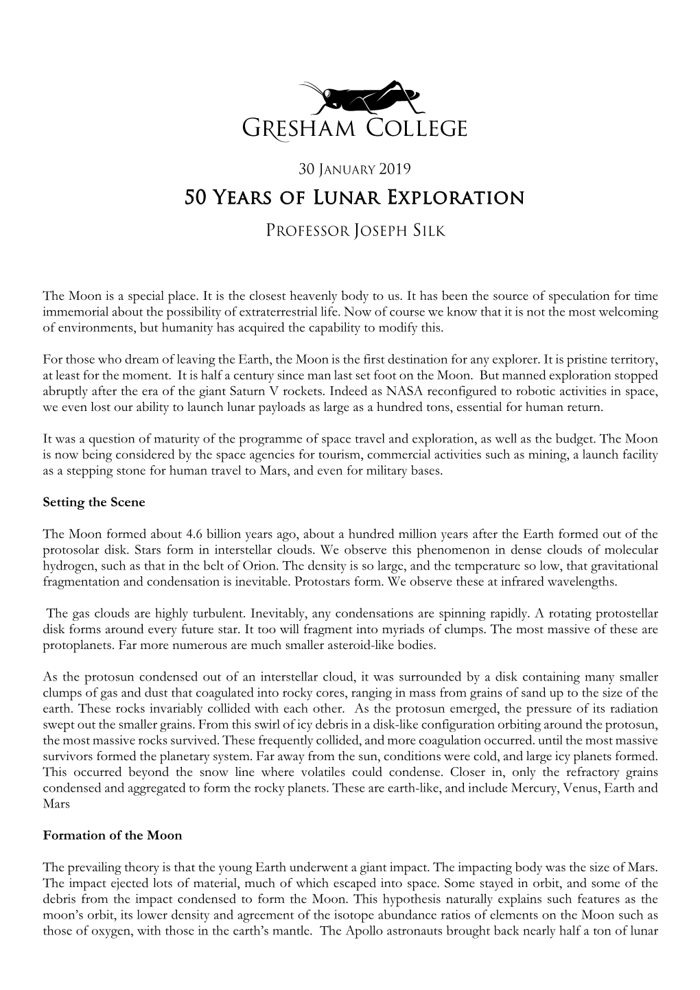 50 Years of Lunar Exploration