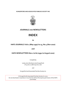 Draft HAFS Cumulative Index 1991