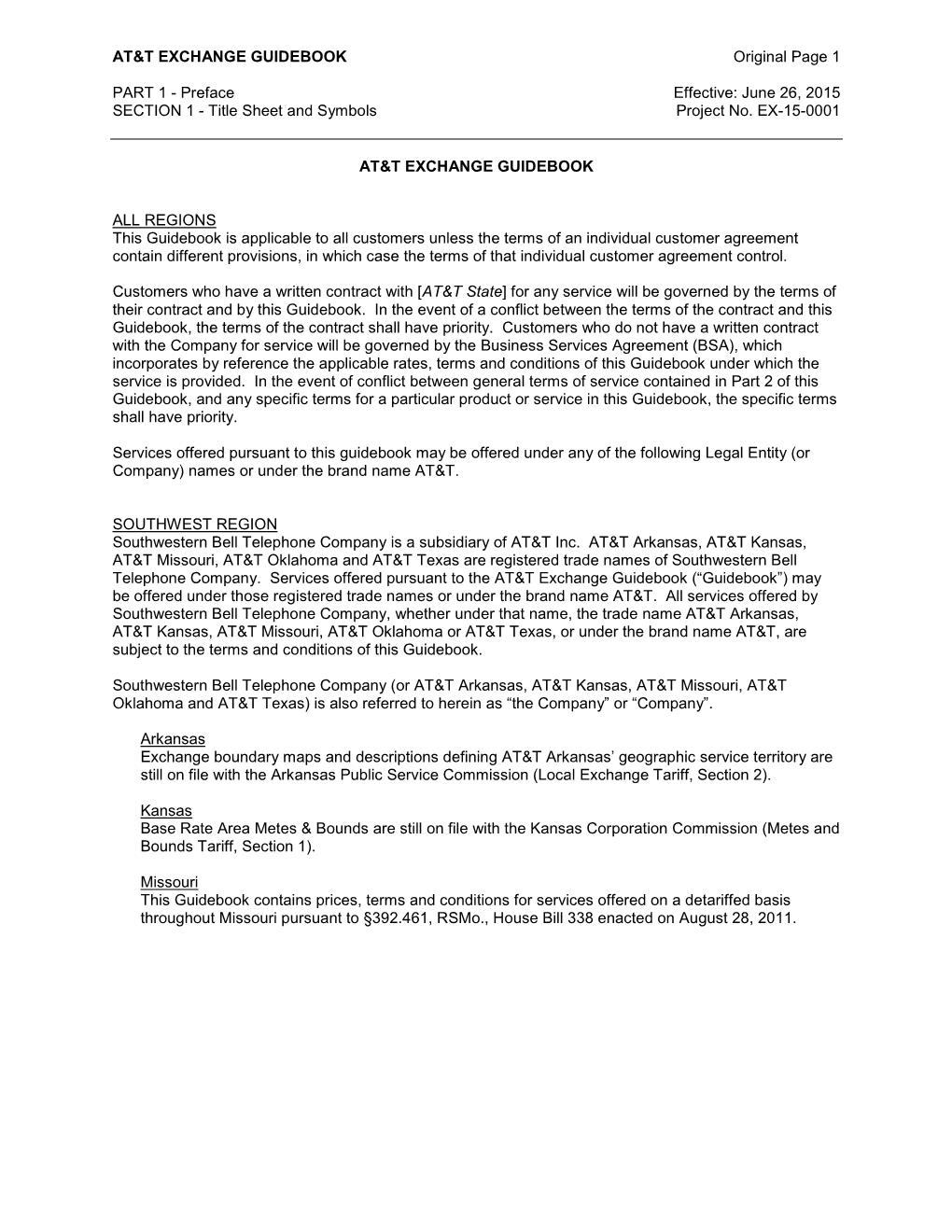 AT&T EXCHANGE GUIDEBOOK Original Page 1 PART 1