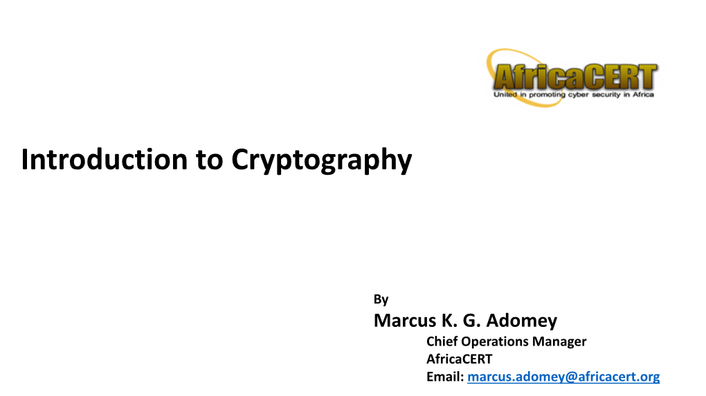 Introduction to Cryptography