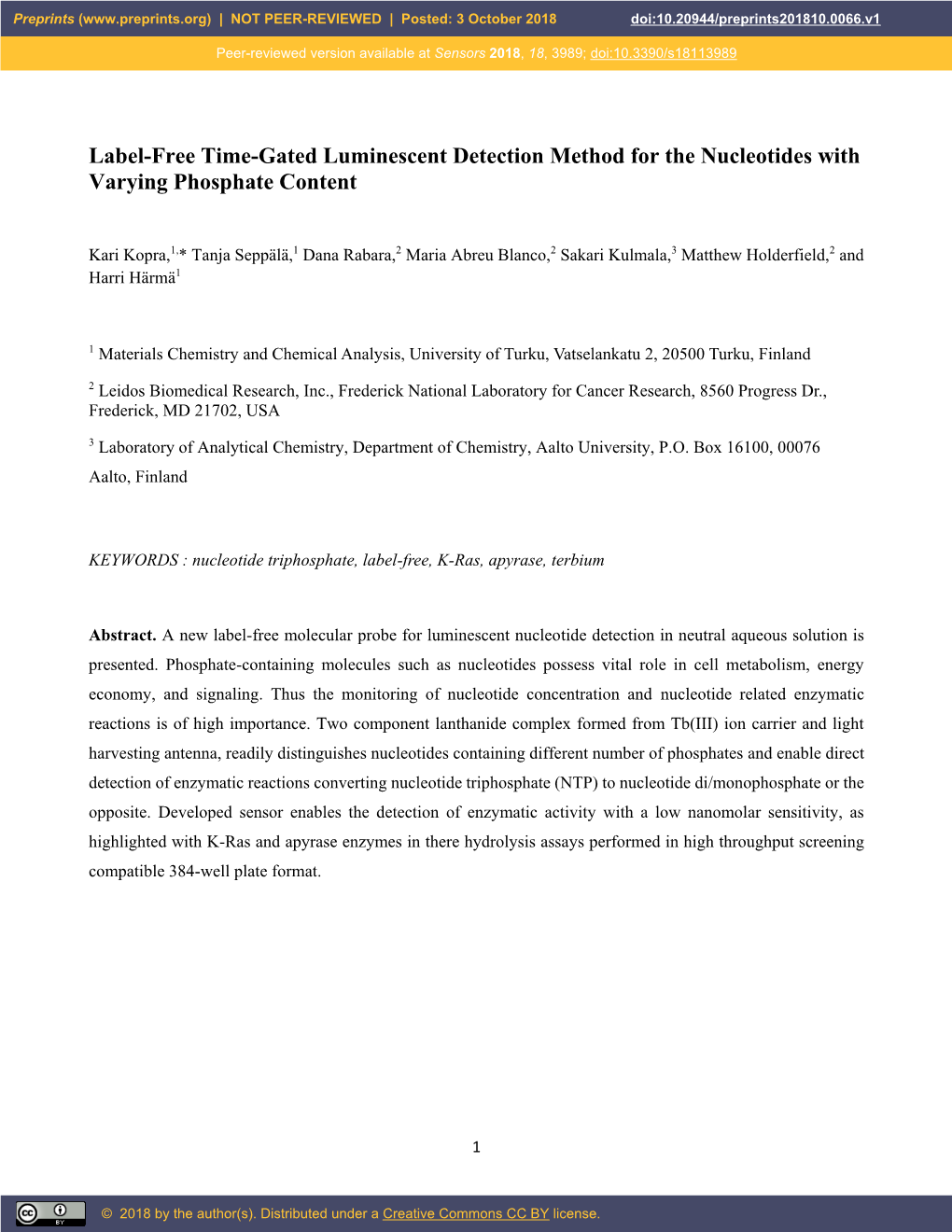 Label-Free Time-Gated Luminescent Detection Method for the Nucleotides with Varying Phosphate Content