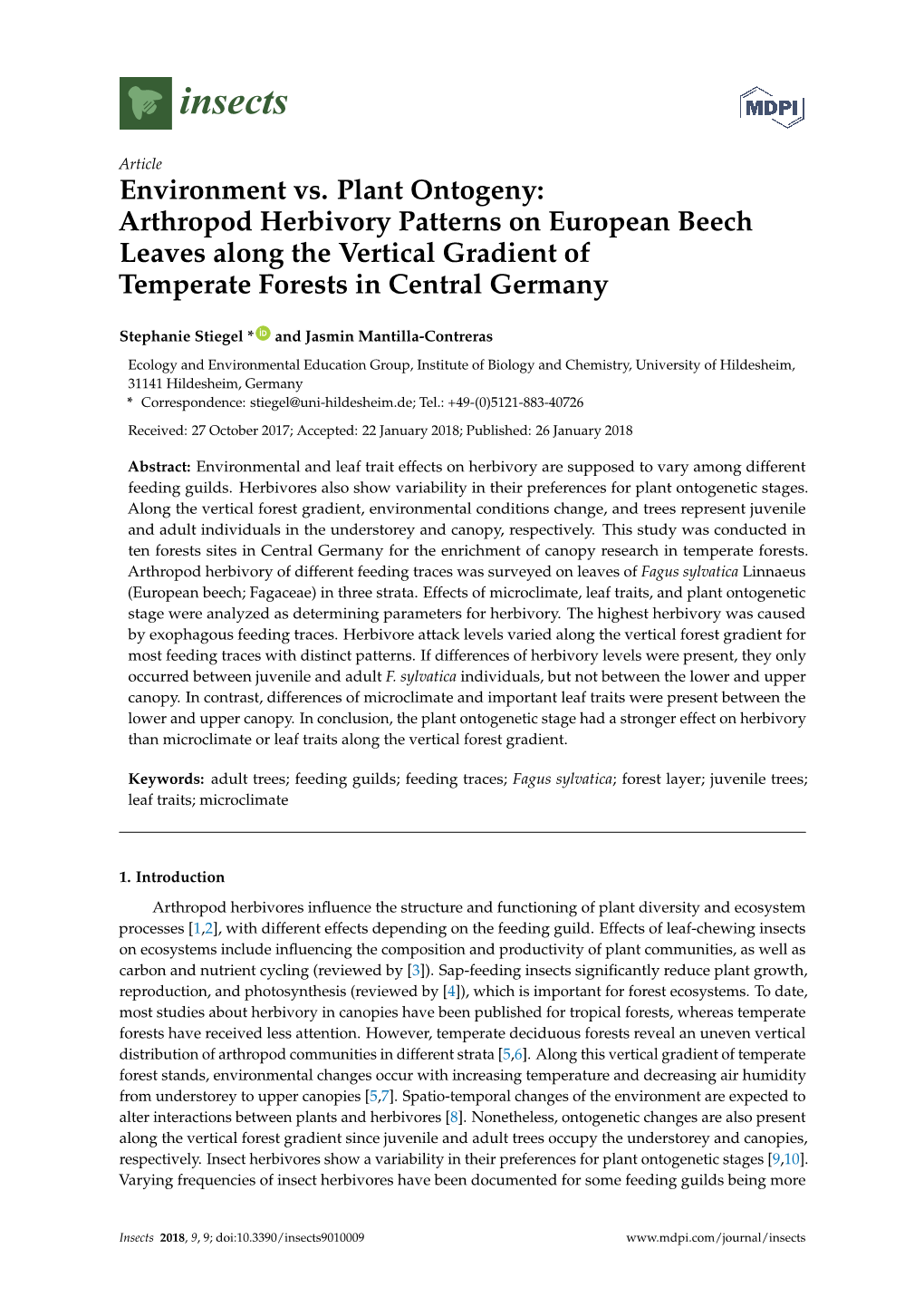 Arthropod Herbivory Patterns on European Beech Leaves Along the Vertical Gradient of Temperate Forests in Central Germany