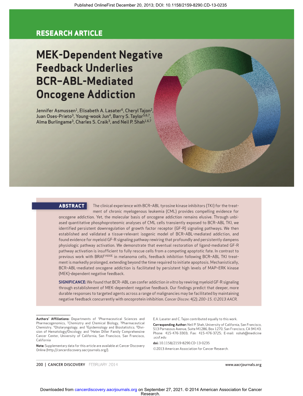 MEK-Dependent Negative Feedback Underlies BCR–ABL-Mediated Oncogene Addiction
