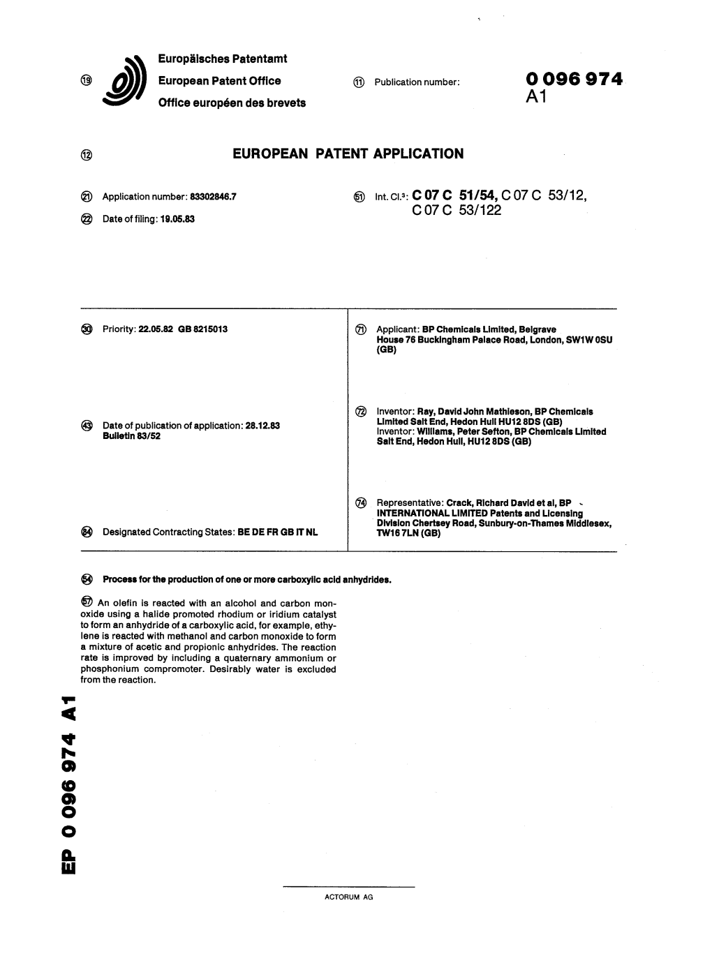 Process for the Production of One Or More Carboxylic Acid Anhydrides