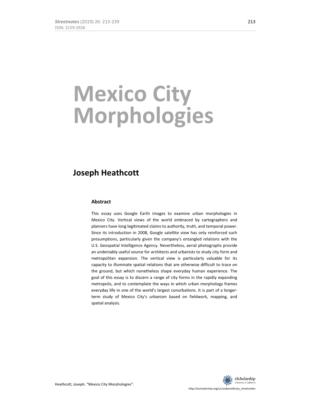 Mexico City Morphologies