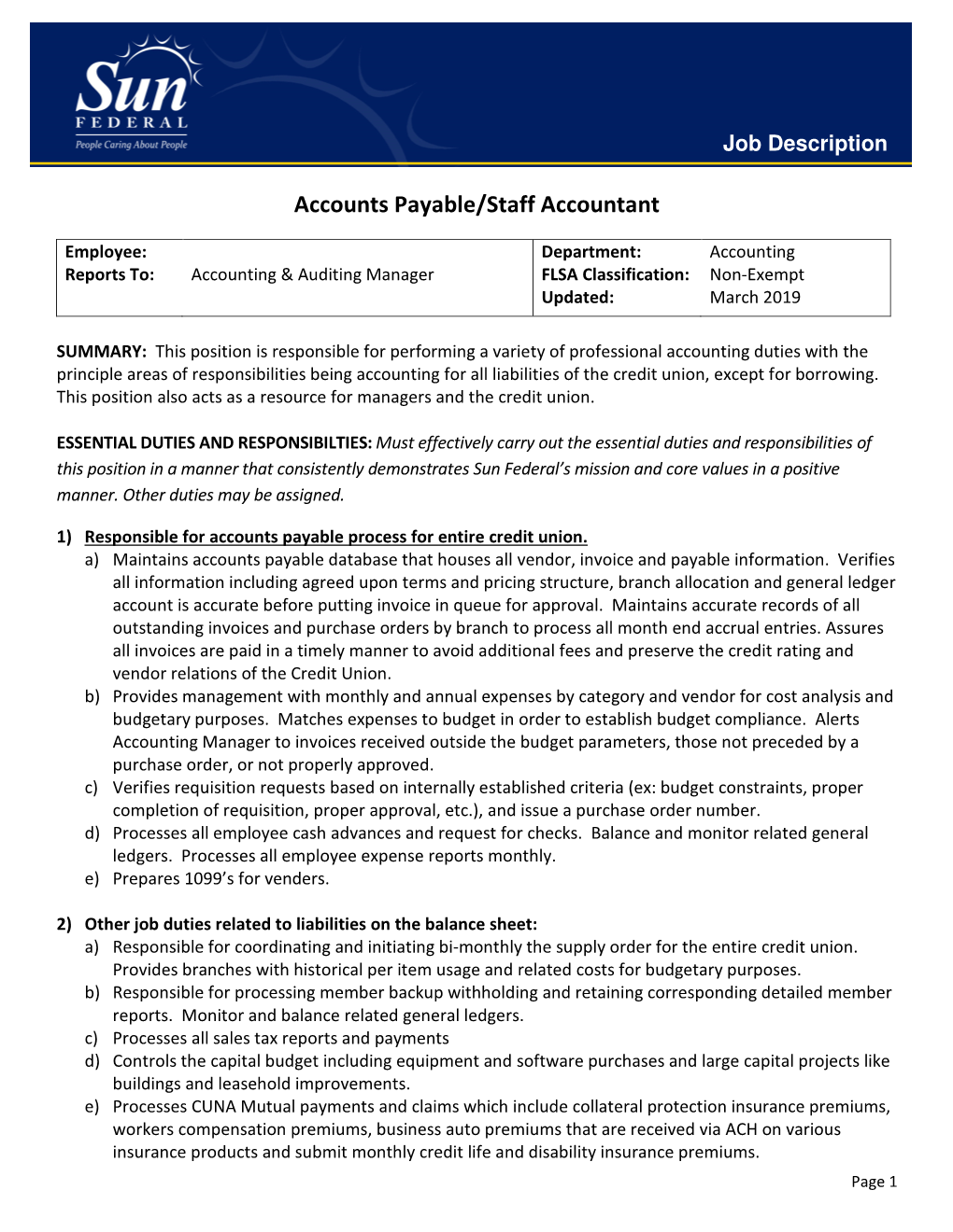 Accounts Payable/Staff Accountant