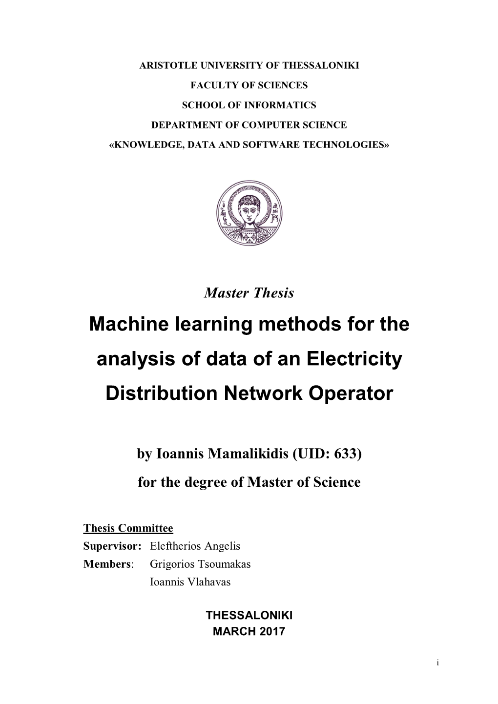 Machine Learning Methods for the Analysis of Data of an Electricity Distribution Network Operator