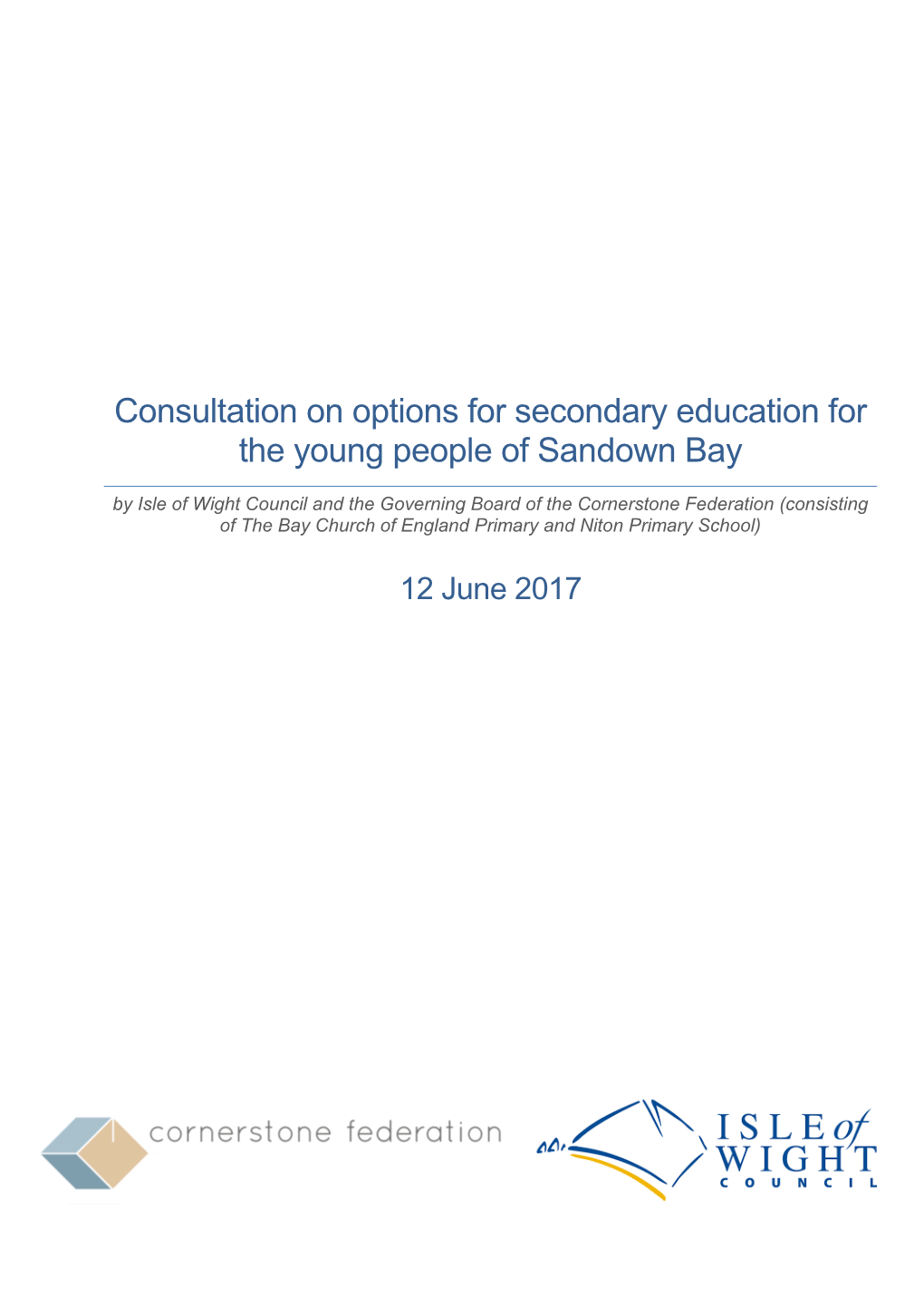 Consultation on Options for Secondary Education for the Young People of Sandown