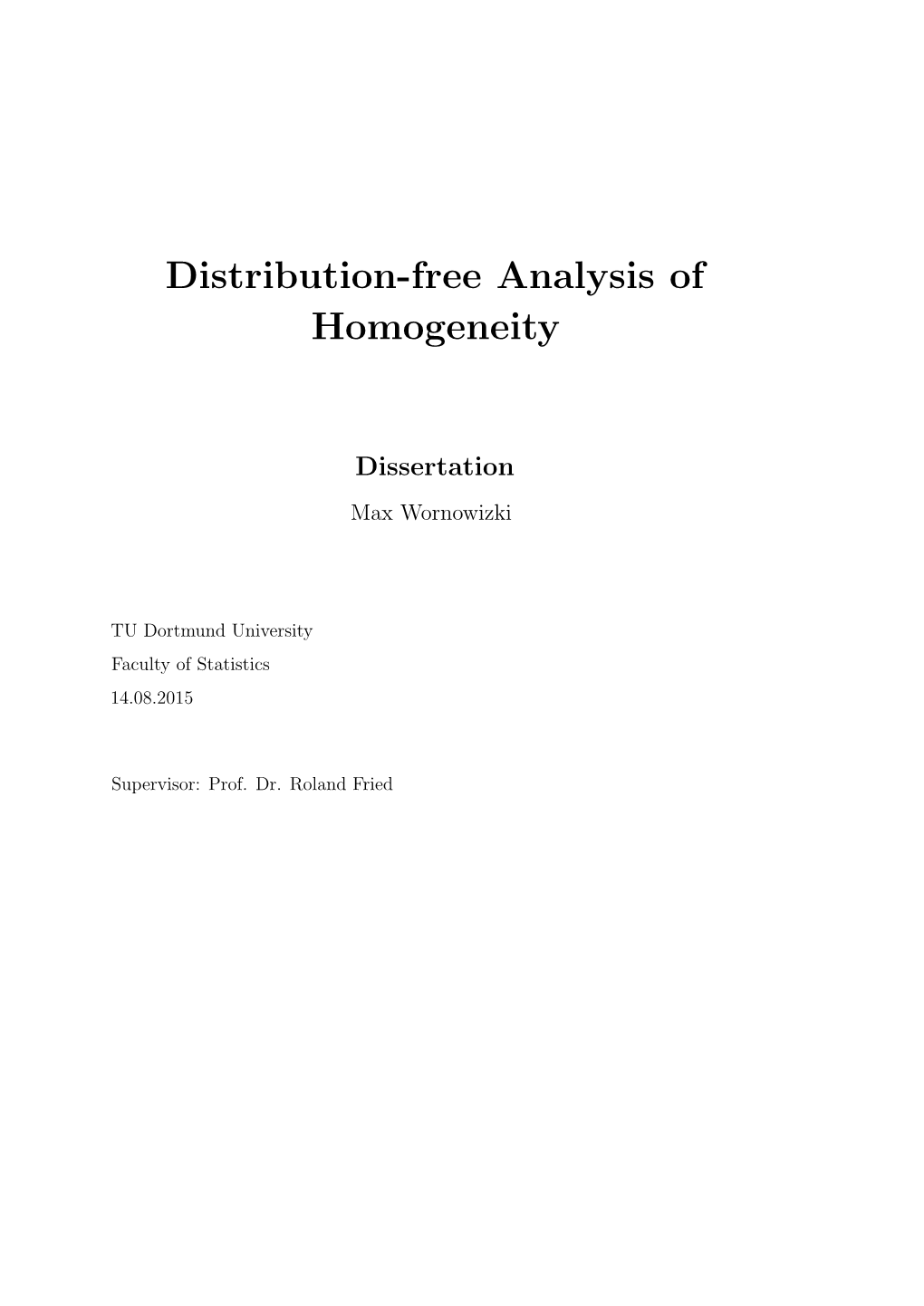 Distribution-Free Analysis of Homogeneity