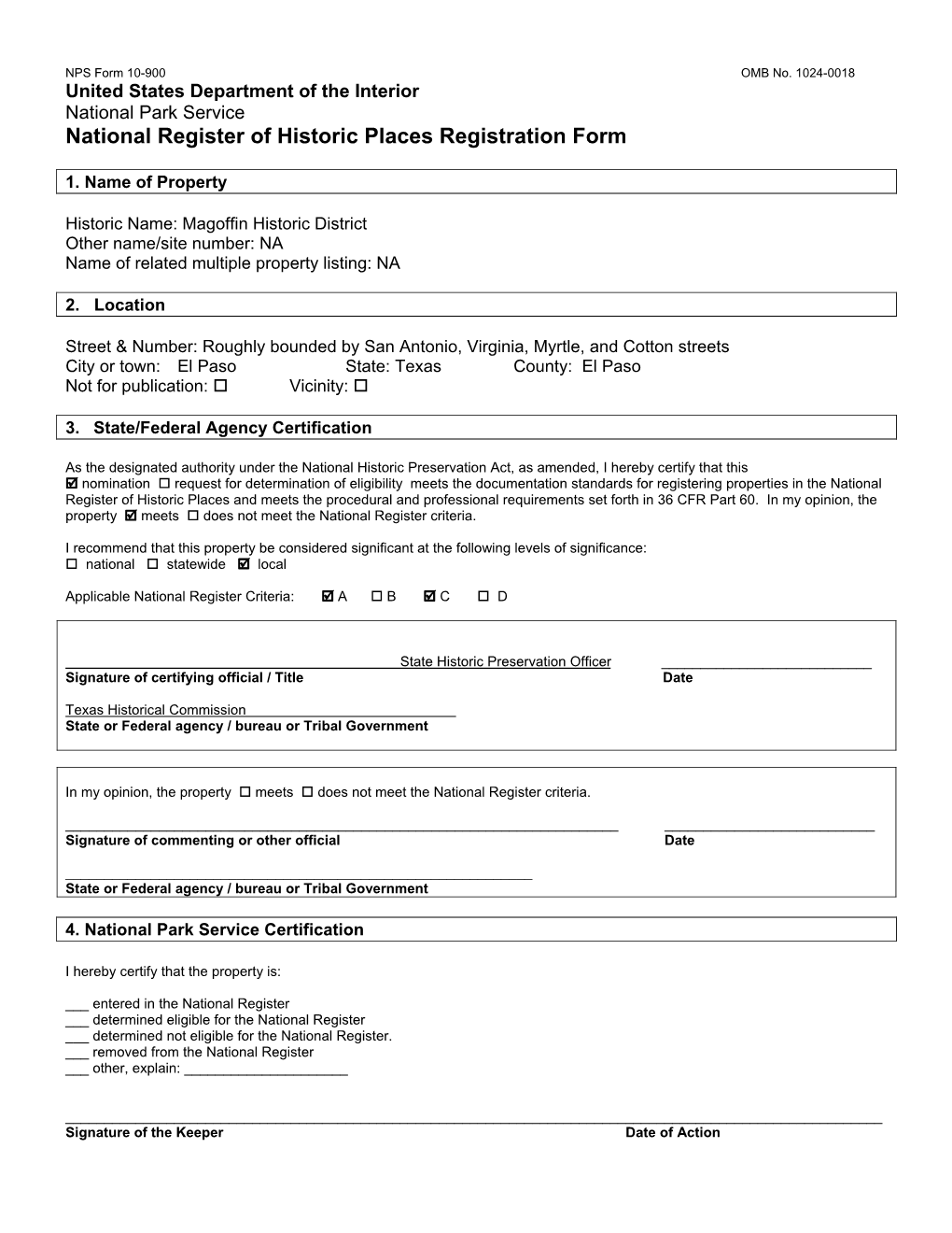 National Register of Historic Places Registration Form