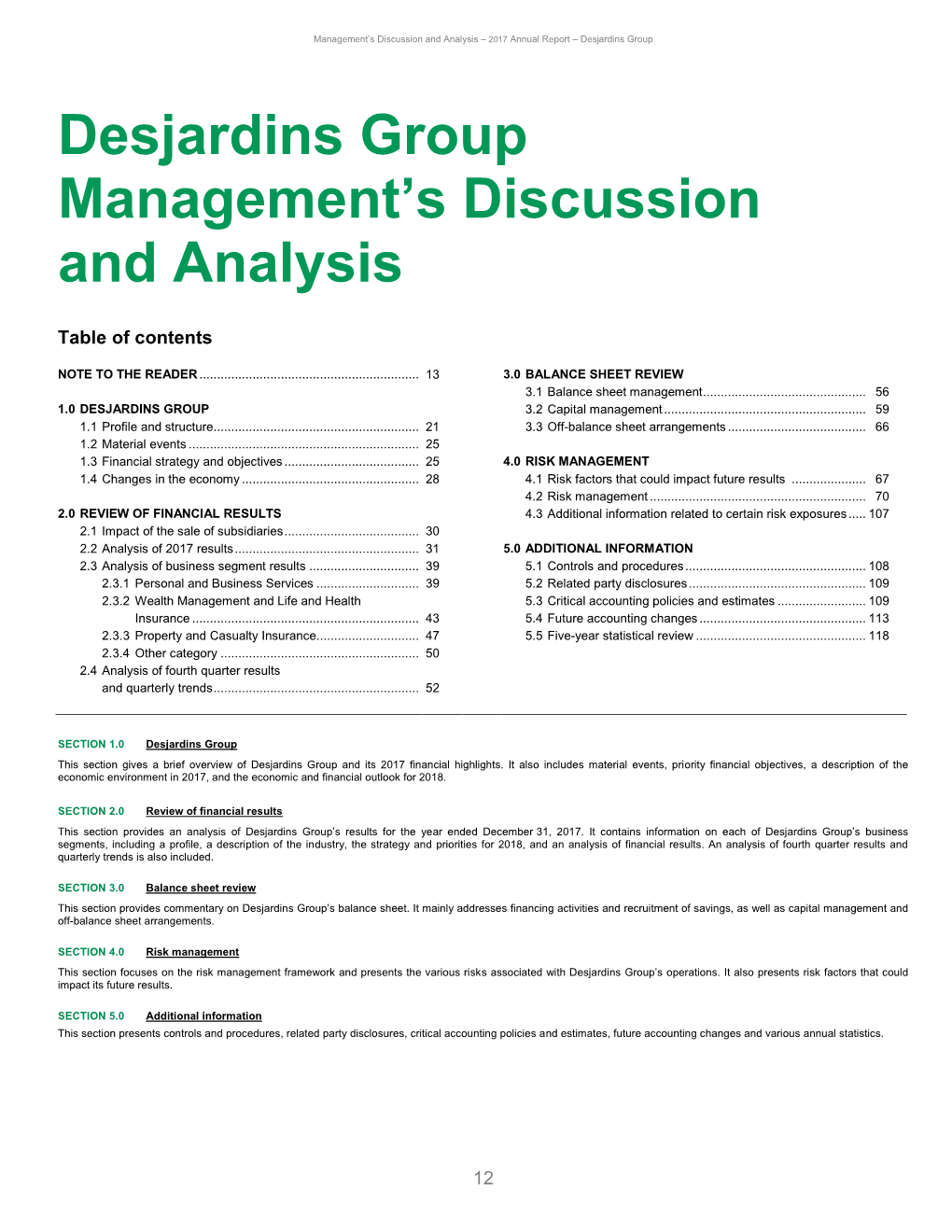 Desjardins Group Management's Discussion and Analysis