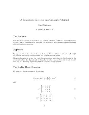 A Relativistic Electron in a Coulomb Potential