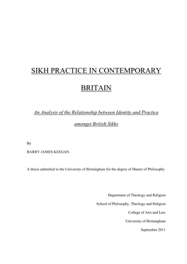 Sikh Practice in Contemporary Britain and I Am Looking for Participants