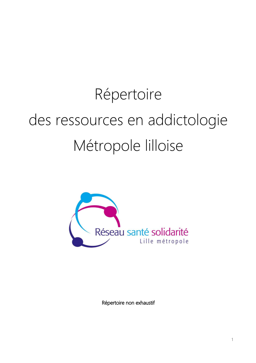 Répertoire Des Ressources En Addictologie Métropole Lilloise