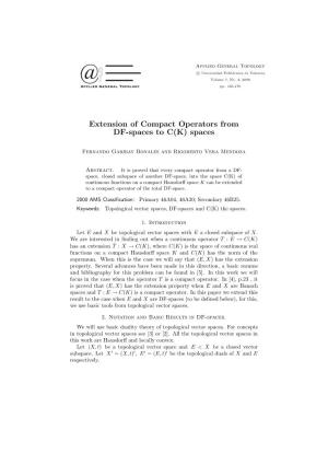 Extension of Compact Operators from DF-Spaces to C(K) Spaces