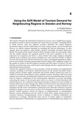 Using the SUR Model of Tourism Demand for Neighbouring Regions in Sweden and Norway