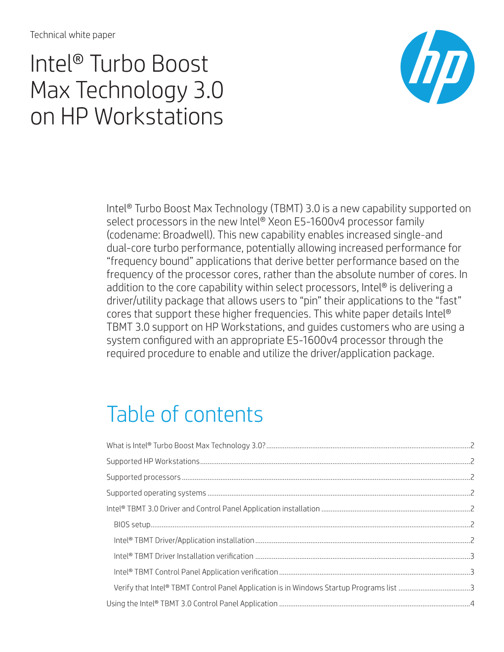 Intel® Turbo Boost Max Technology 3.0 on HP Workstations