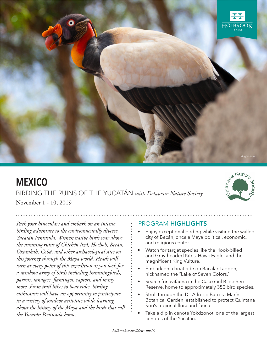 MEXICO BIRDING the RUINS of the YUCATÁN with Delaware Nature Society November 1 - 10, 2019