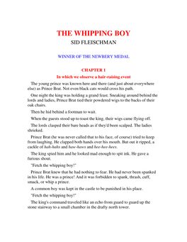 The Whipping Boy Sid Fleischman