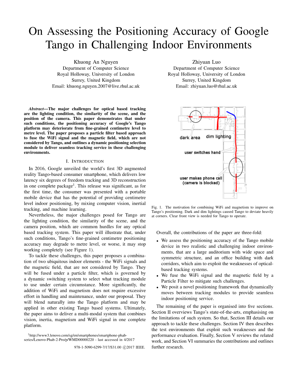 On Assessing the Positioning Accuracy of Google Tango in Challenging Indoor Environments