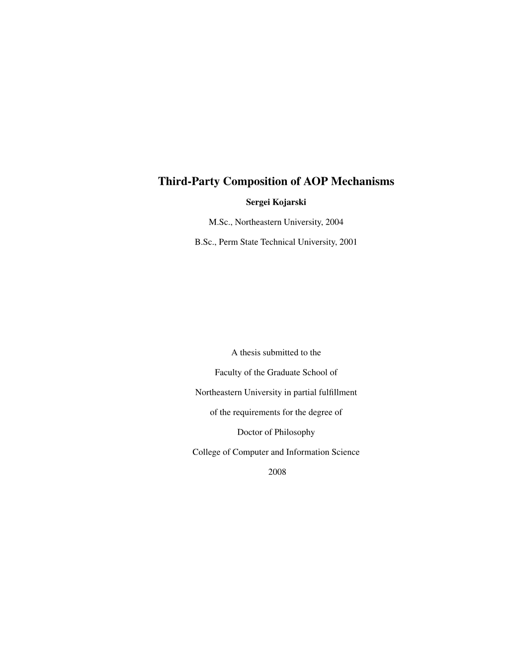 Third-Party Composition of AOP Mechanisms