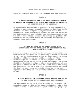 Code of Conduct for Staff Attorneys and Law Clerks Canon 1