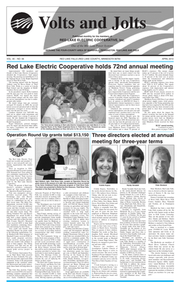 Red Lake Electric Cooperative Holds 72Nd Annual Meeting Approximately 300 Members and He Stated There Are Many Things People RLEC's Expenses