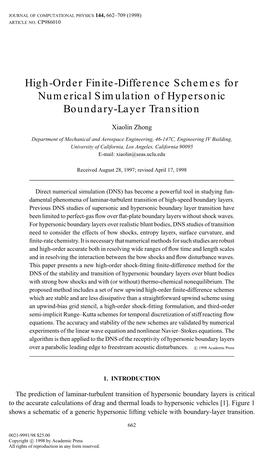 High-Order Finite-Difference Schemes for Numerical Simulation of Hypersonic Boundary-Layer Transition