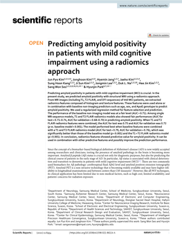 Predicting Amyloid Positivity in Patients with Mild Cognitive