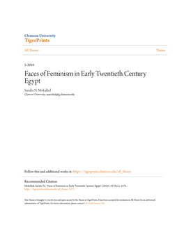 Faces of Feminism in Early Twentieth Century Egypt Sandra N