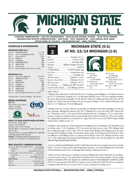 Michigan State (0-1) at No. 13/14 Michigan (1-0)