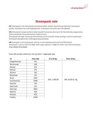 Greenpack Rate