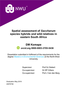 Spatial Assessment of Saccharum Species Hybrids and Wild Relatives in Eastern South Africa