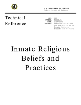 Inmate Religious Beliefs and Practices