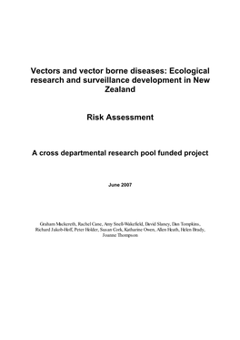 Vectors and Vector Borne Diseases: Ecological Research and Surveillance Development in New Zealand