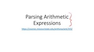 Parsing Arithmetic Expressions Outline