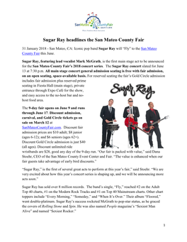 Sugar Ray Headlines the San Mateo County Fair