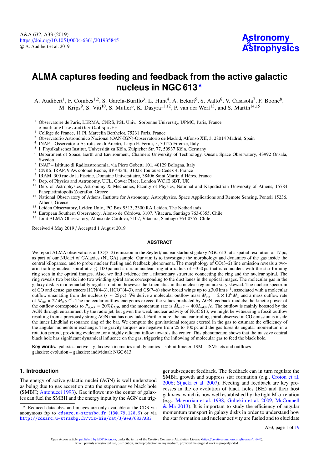 ALMA Captures Feeding and Feedback from the Active Galactic Nucleus in NGC 613? A