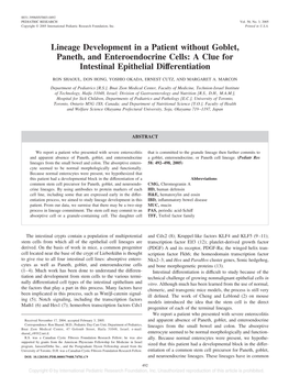 Lineage Development in a Patient Without Goblet, Paneth, and Enteroendocrine Cells: a Clue for Intestinal Epithelial Differentiation