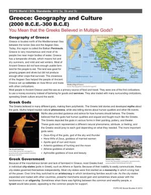 Greece: Geography and Culture