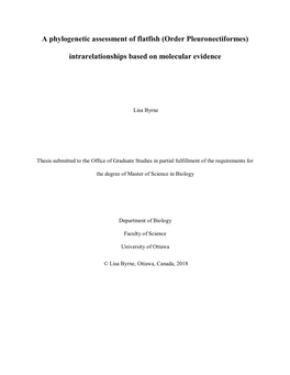 A Phylogenetic Assessment of Flatfish (Order Pleuronectiformes)