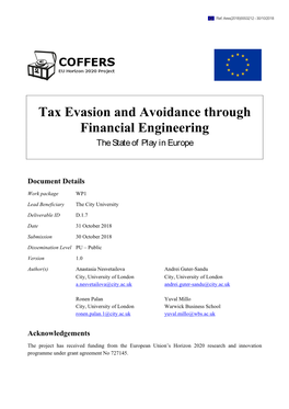 Tax Evasion and Avoidance Through Financial Engineering the State of Play in Europe