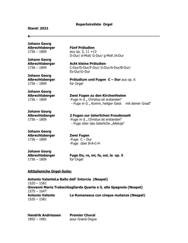 2021 Repertoireliste Orgel