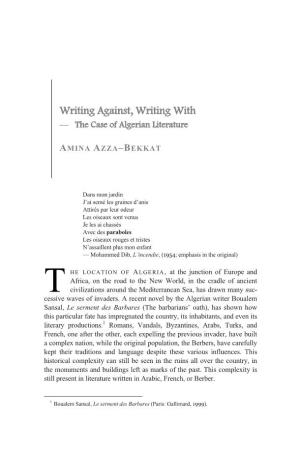 Writing Against, Writing with — the Case of Algerian Literature